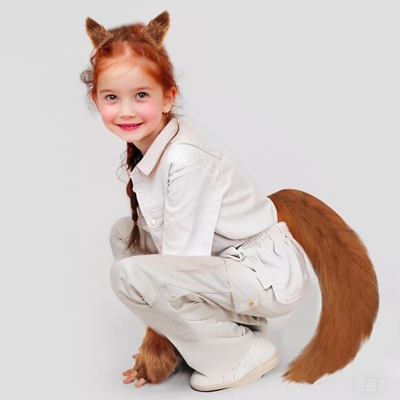 🆕 Women Black Faux Fur Wolf Fox Tail Clip Ears Kit Halloween Animal Costume Set - Picture 7 of 7